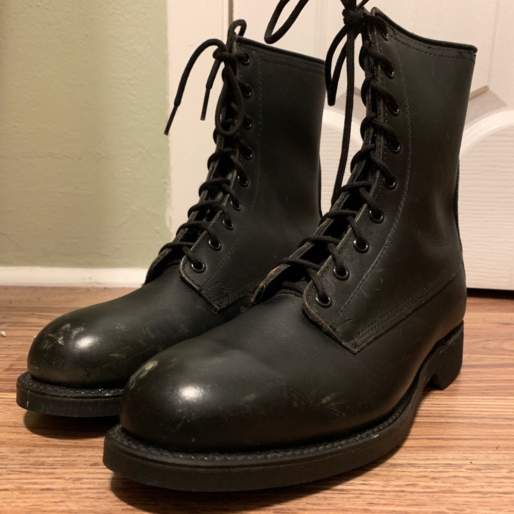 Black Vintage Mens Military Combat Boots Size 6.5